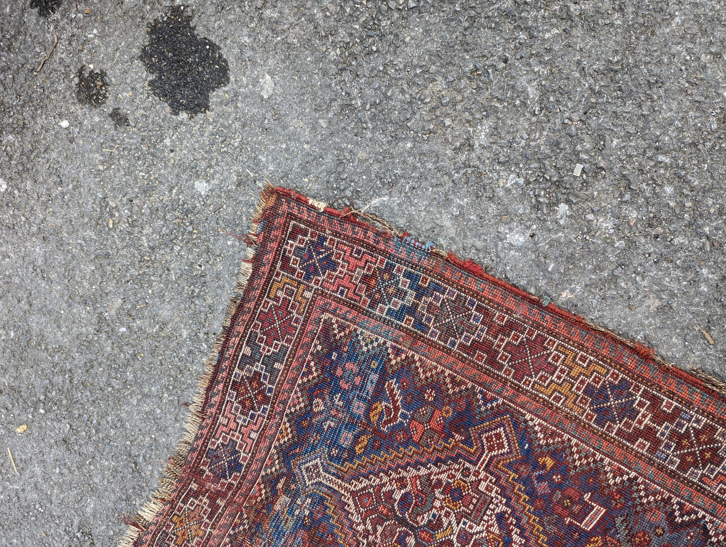 A North West Persian blue ground runner, 300 x 109 (worn and holed) a North West Persian rug, Bohara rug and mat